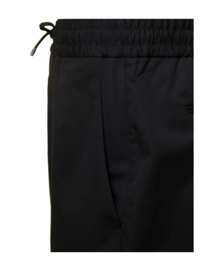 Valentino Straight-leg Drawstring Cotton Trousers In Black