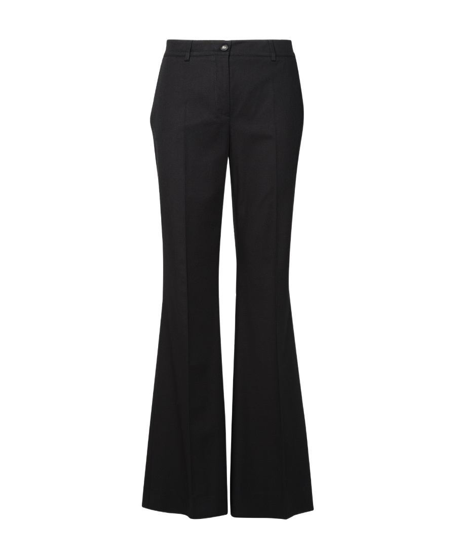 Dolce & Gabbana Mid-rise Twill Flared Trousers In Black