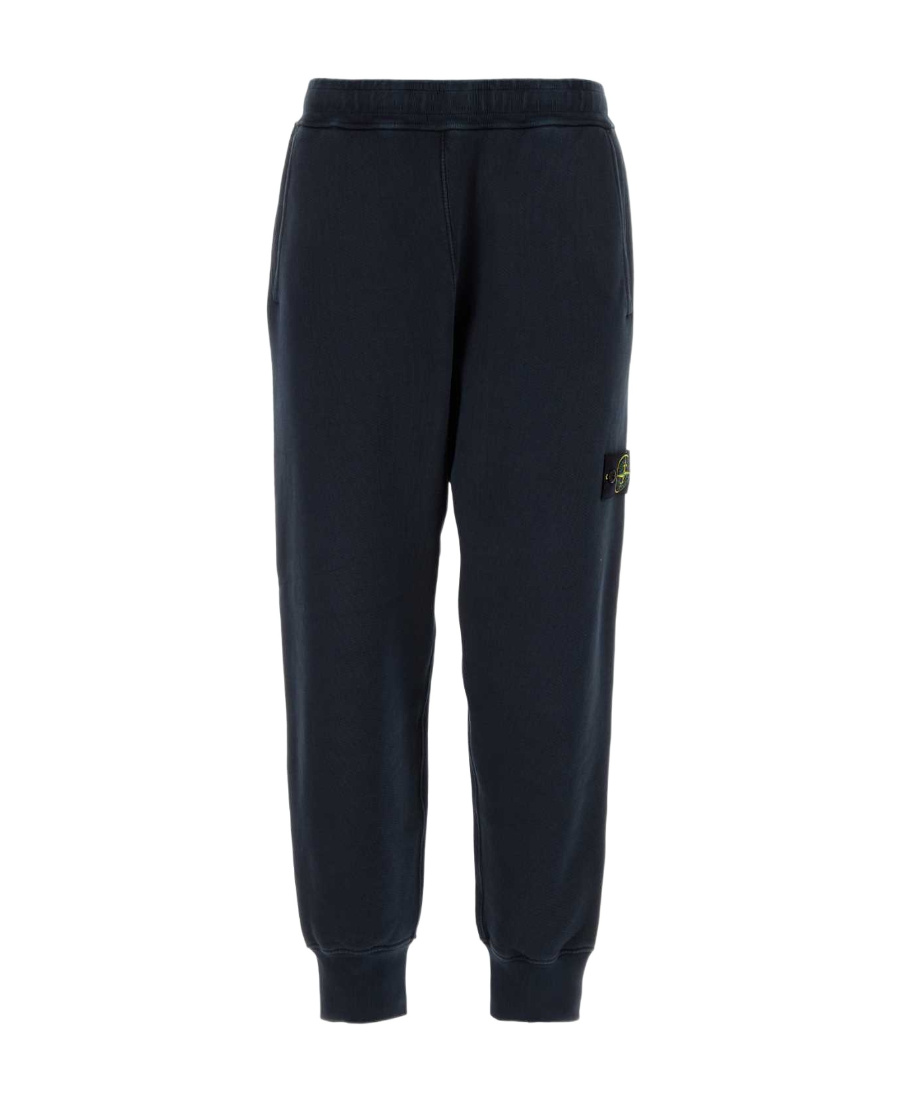 Stone Island Elastic Waistband Regular Fit Ribbed Cuffs Side Pockets In Blue