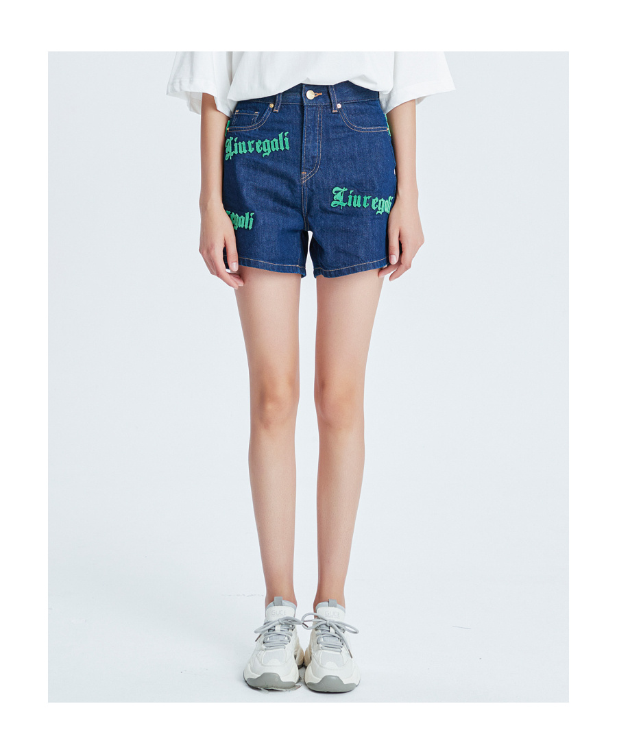 Liuregali High Waist Denim Shorts In Blue