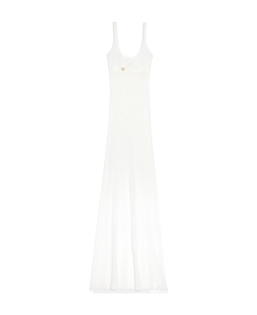Jacquemus Ruched Cotton-gauze Maxi Dress In White