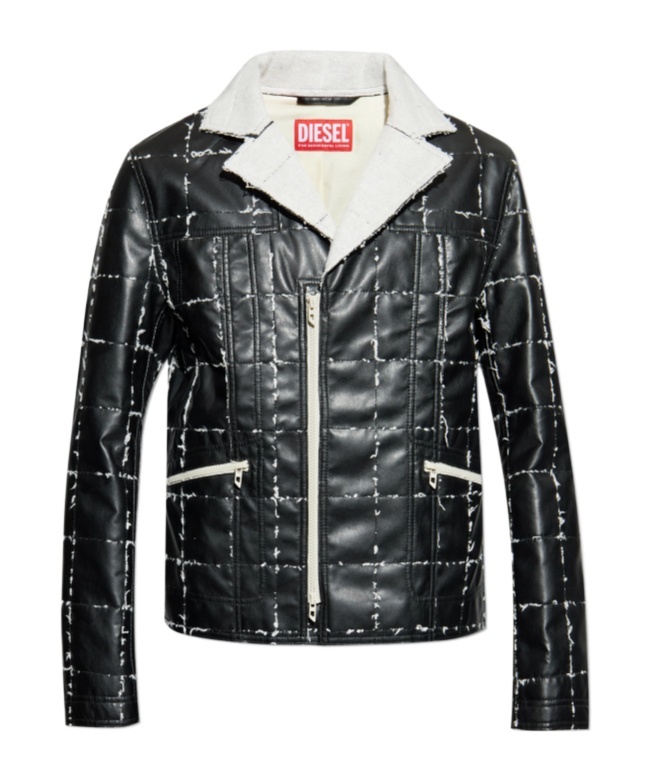 Diesel Quilted Panelled Biker Jacket In Multi