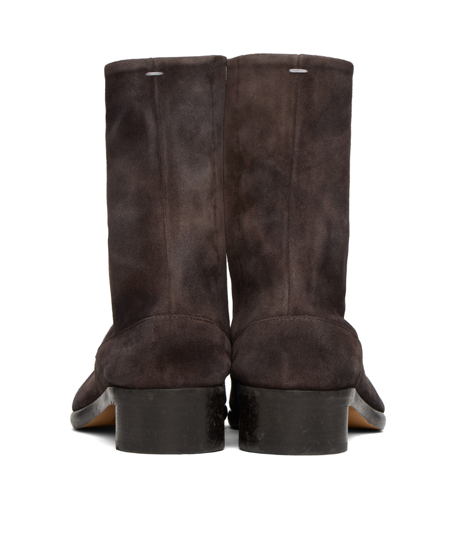 Maison Margiela Man Ankle Boots Dark Brown Size 9 Leather In Black