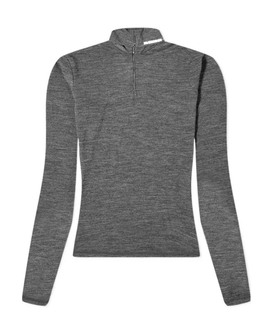 Jil Sander Zip-up Long Sleeve T-shirt In Gray