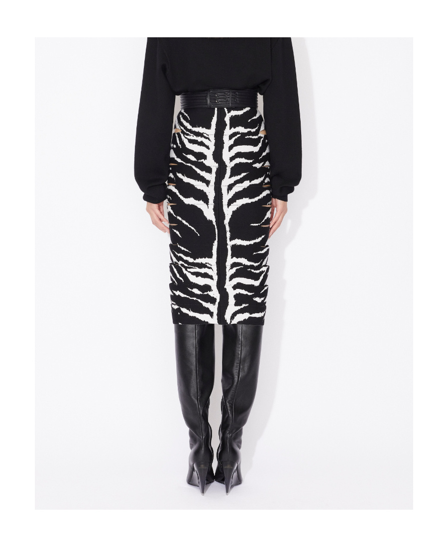 Shop Alaïa Zebra-jacquard Pencil Skirt In Black