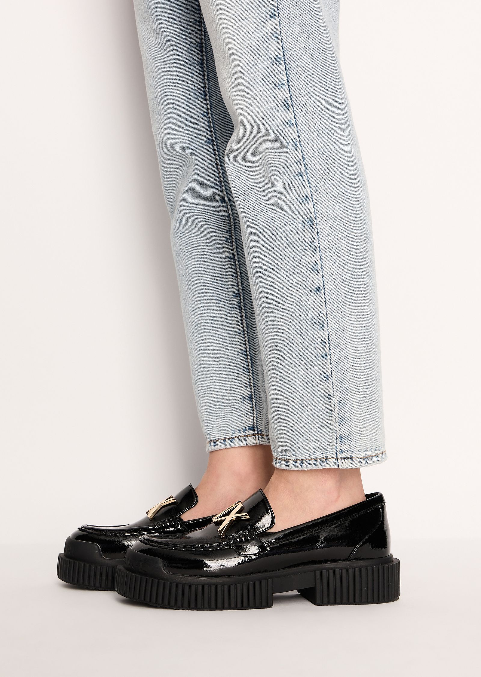 Armani Exchange Belt Loop Denim Trousers In Gray