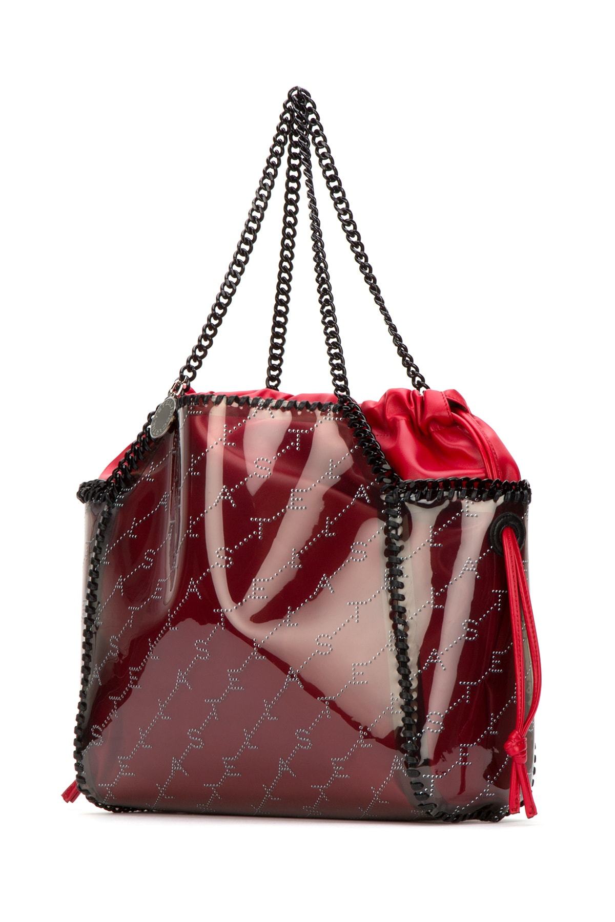Stella Mccartney Falabella Plastic Transparent Tote Bag In Red