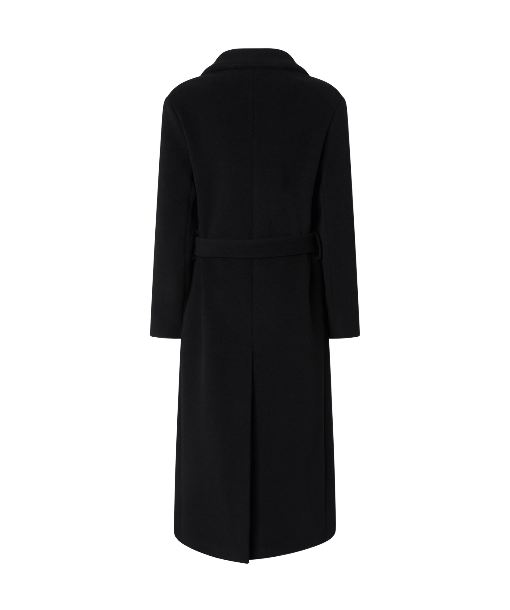 Pinko Long Double-breasted Coat With Matching Belt In Black