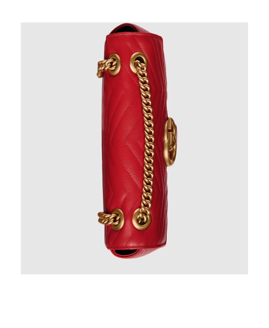 Gucci Women Gg Marmont Leahter Shoulder Bag In Red