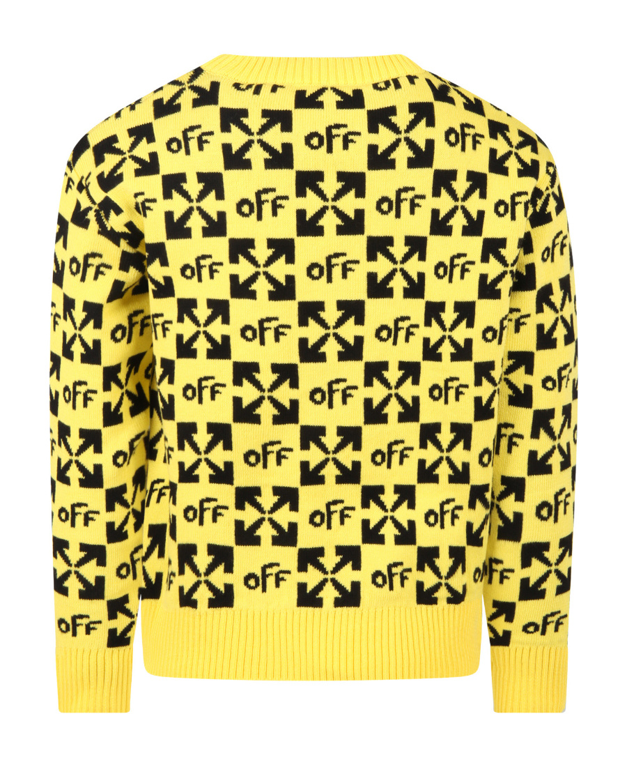 Off-white Yellow Sweat For Boy With Black Logo In Yellow