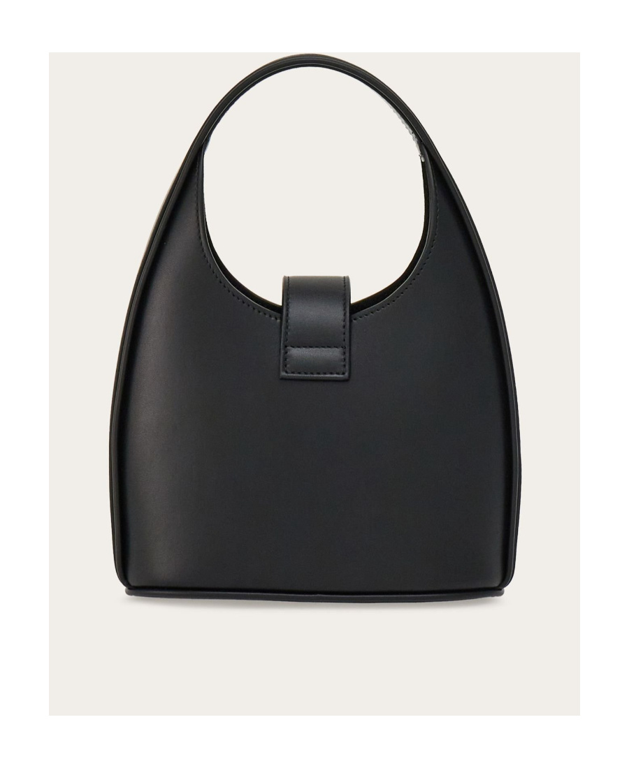 Ferragamo Salvatore Gancini-buckle Logo-engraved Mini Hobo Bag In Black