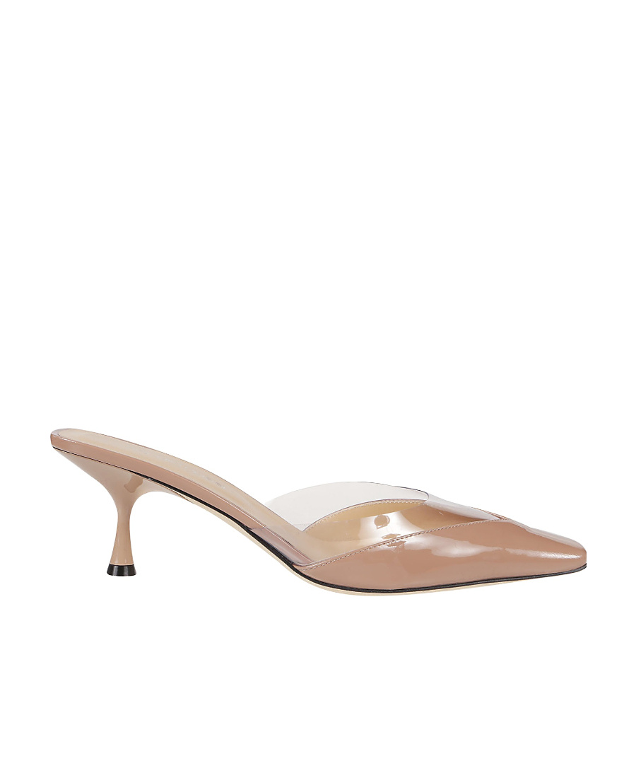 Sergio Rossi Leather Heeled Mules In Nude