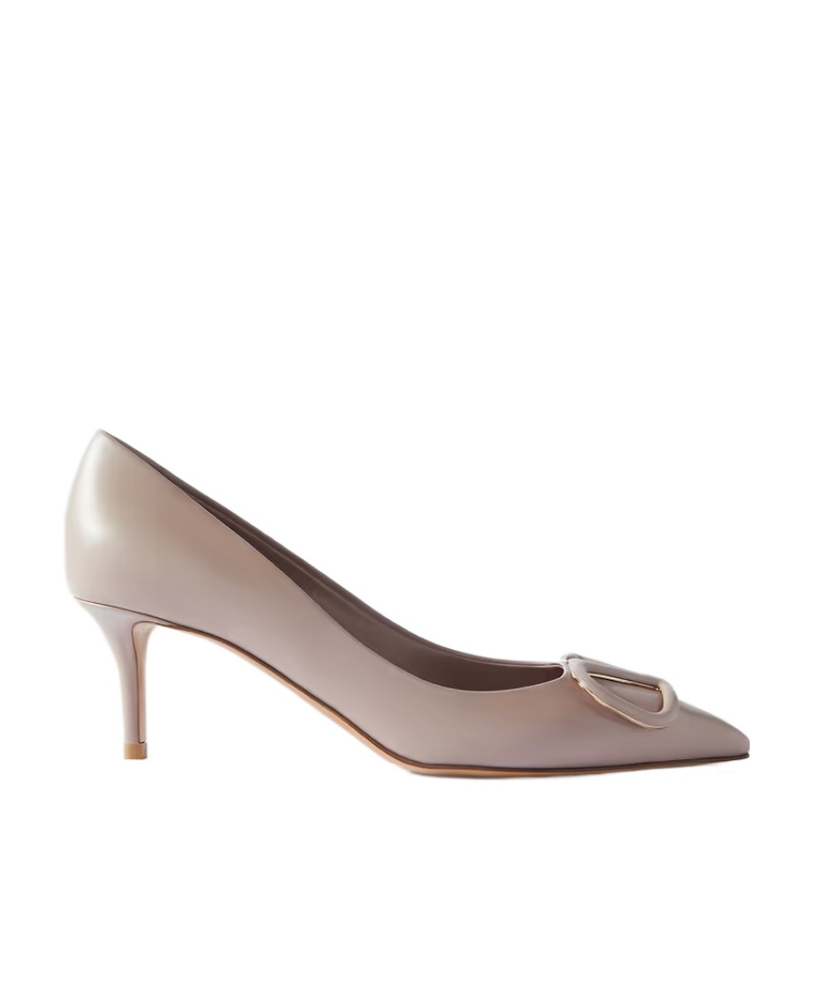 Valentino Vlogo Leather Pumps In Nude