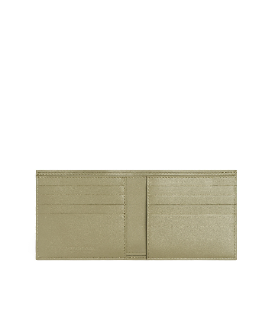 Bottega Veneta Intrecciato Woven Double-folded Wallet In Nude
