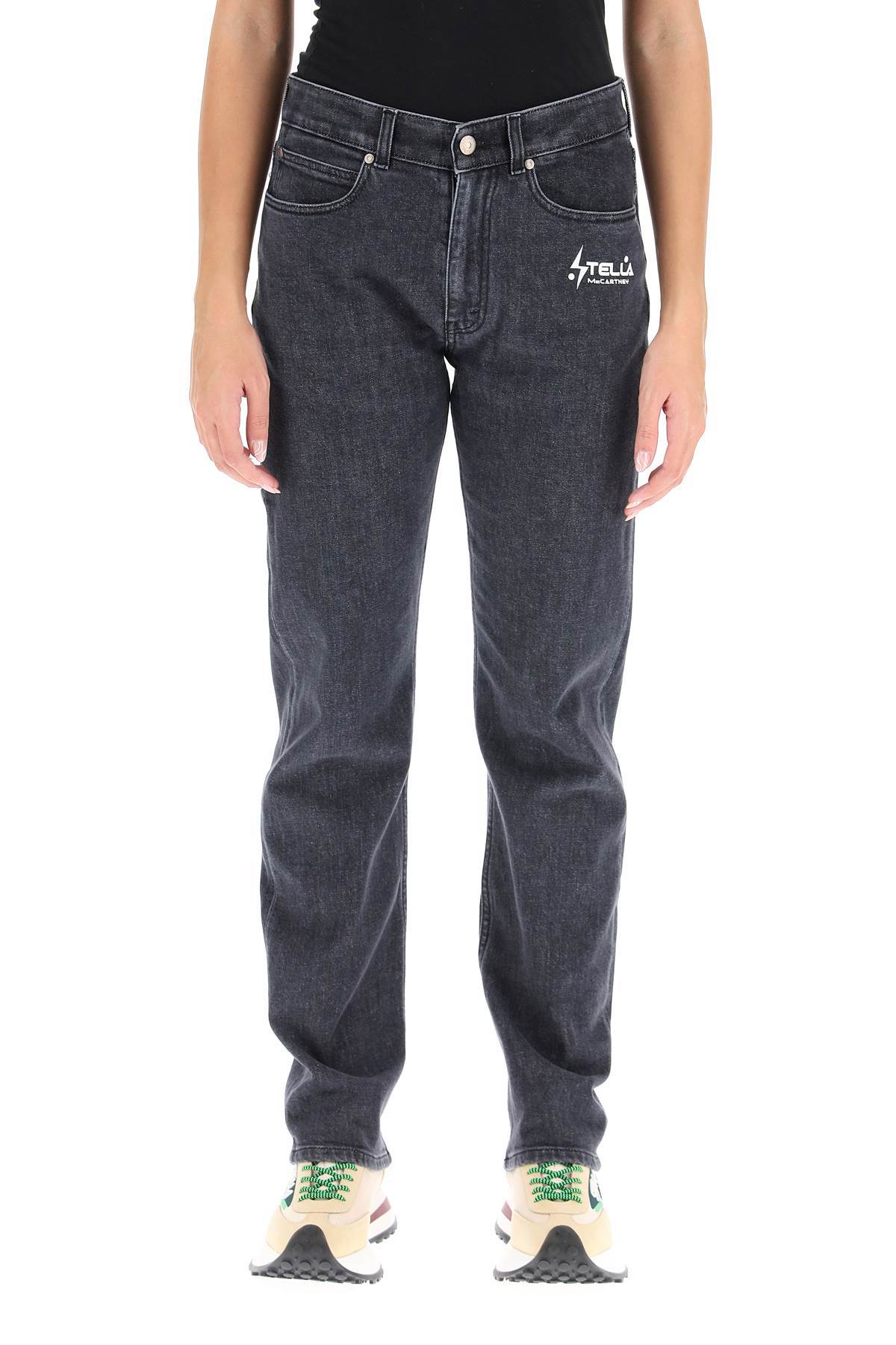 Stella Mccartney Straight-leg Logo-print Jeans In Black