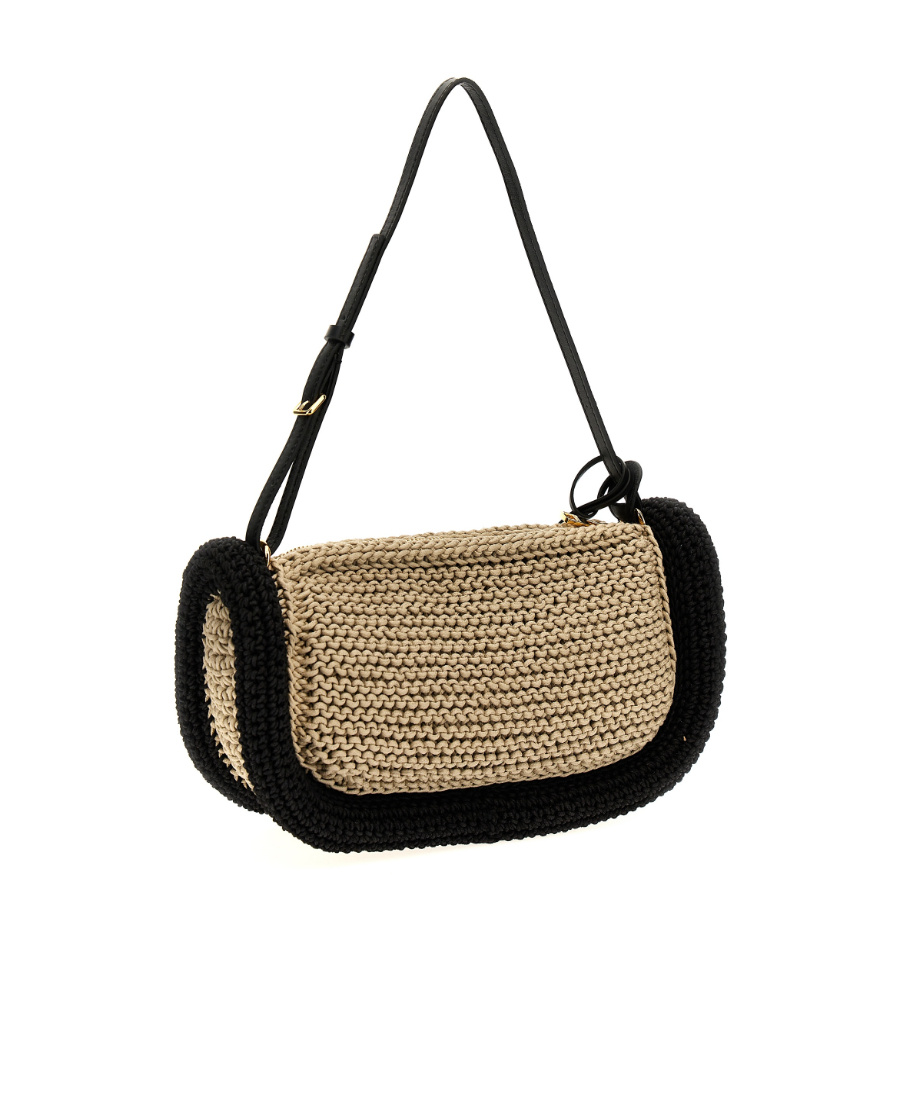 Jw Anderson Bumper-15 Crochet-knit Shoulder Bag In Black