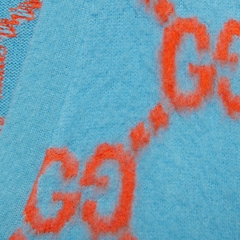 Gucci Gg-intarsia Wool Cardigan In Blue
