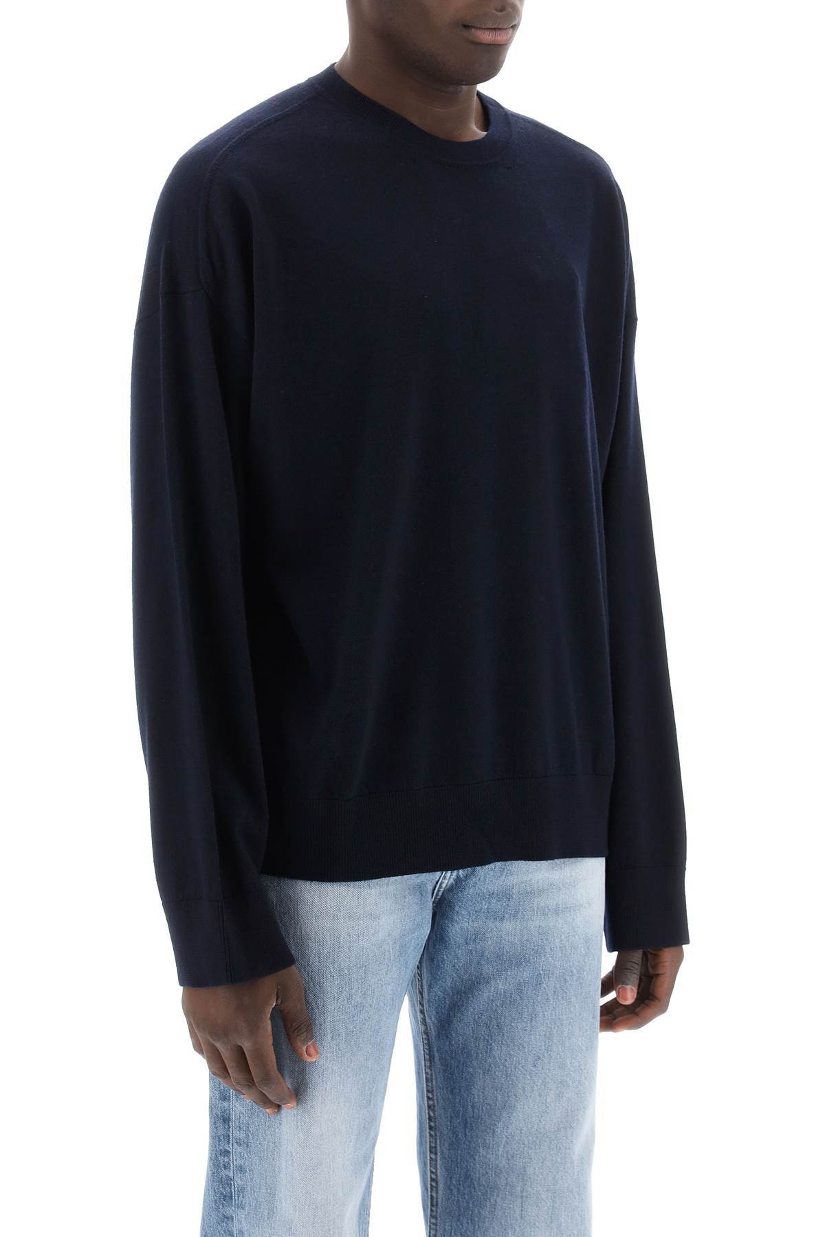 Bottega Veneta Crew-neck Wool Jumper In Blue
