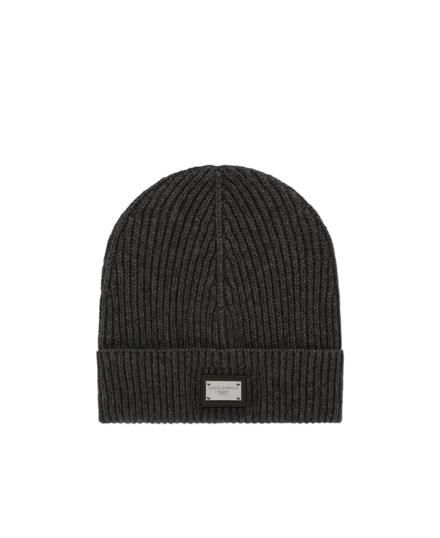 Dolce & Gabbana Logo-patch Knitted Beanie Hat In Black