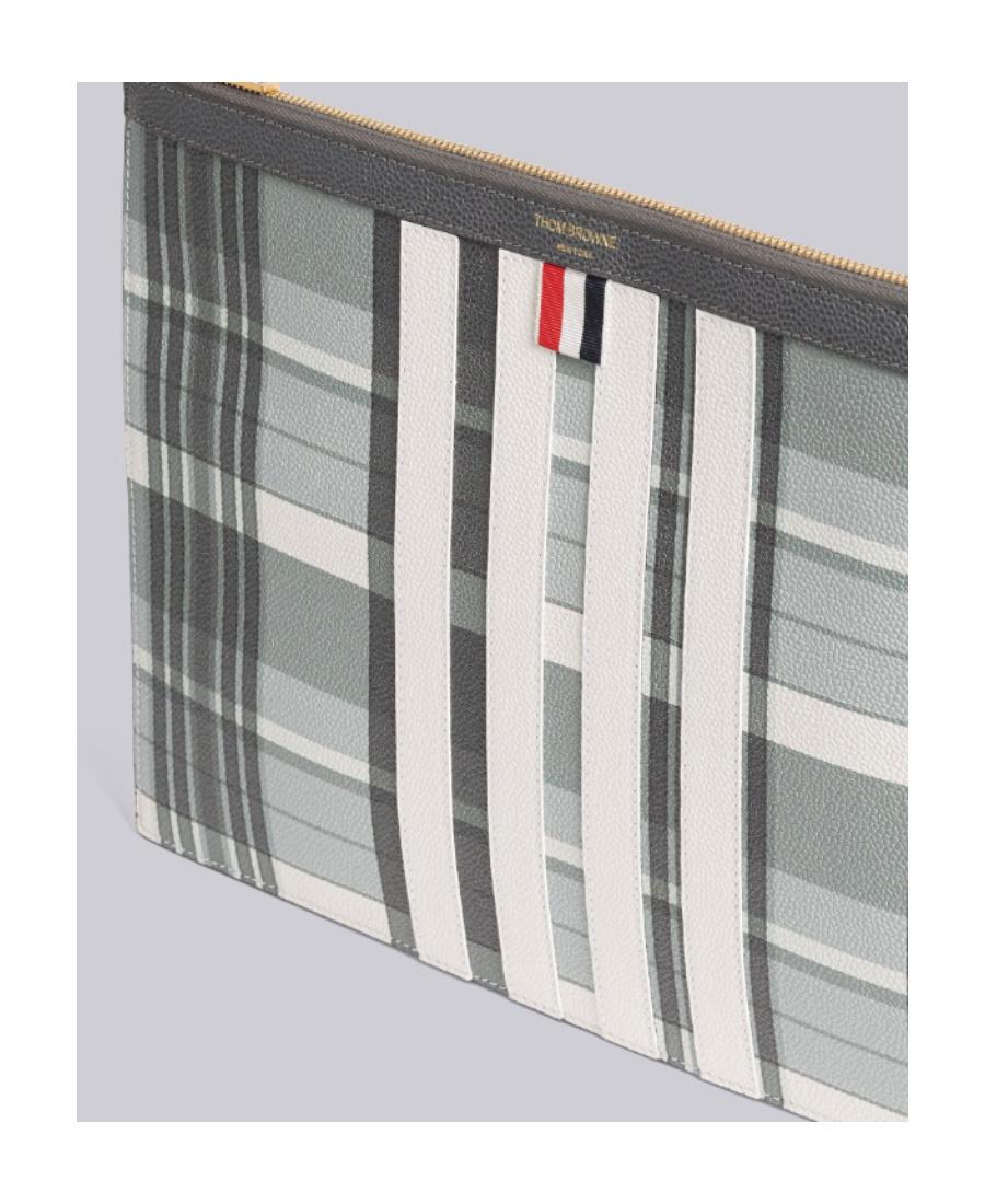 Thom Browne Grosgrain-loop Trim Clutch Bag In Gray