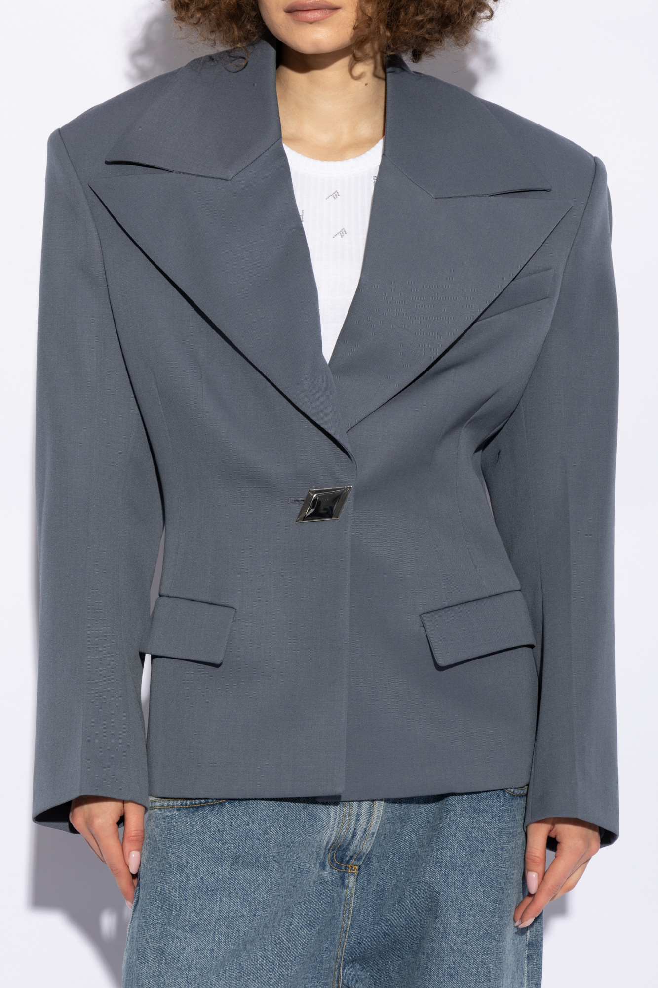 Attico Single Breasted Blazer In Gray