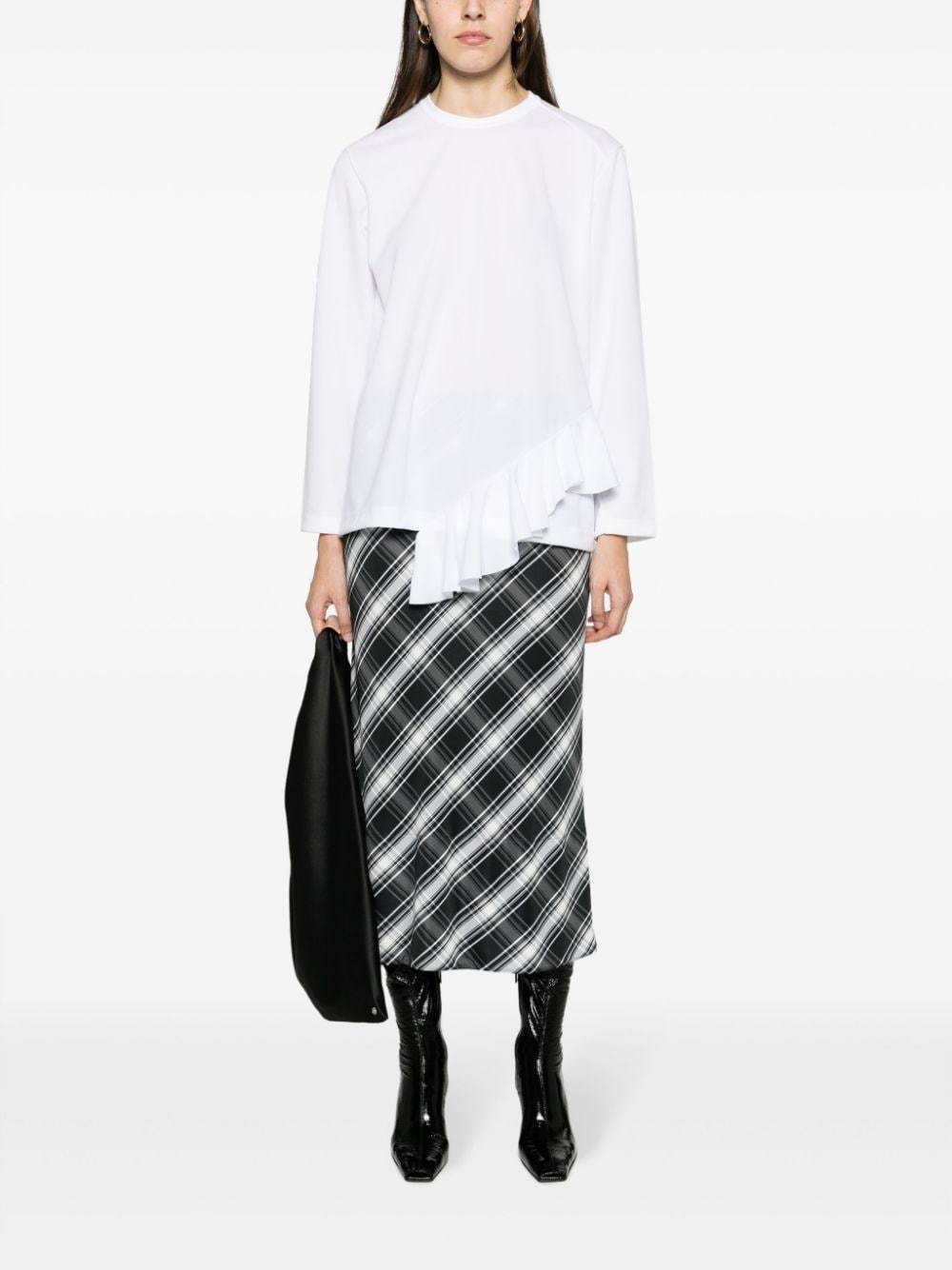 Shop Comme Des Garçons Ruffle-detail Round-neck T-shirt In White
