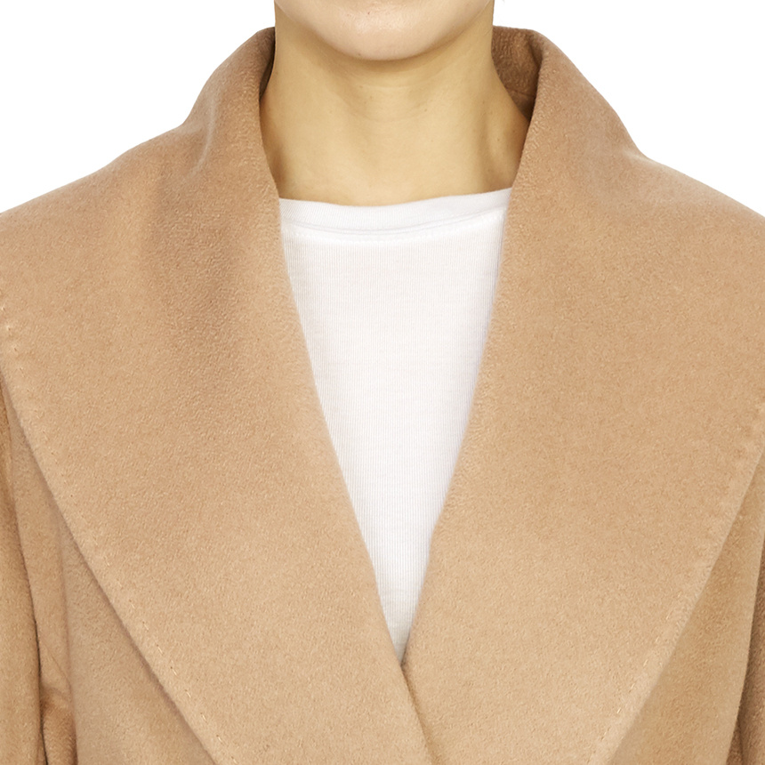 Max Mara Tailored Beige Wool Coat With Classic Lapels In Nude