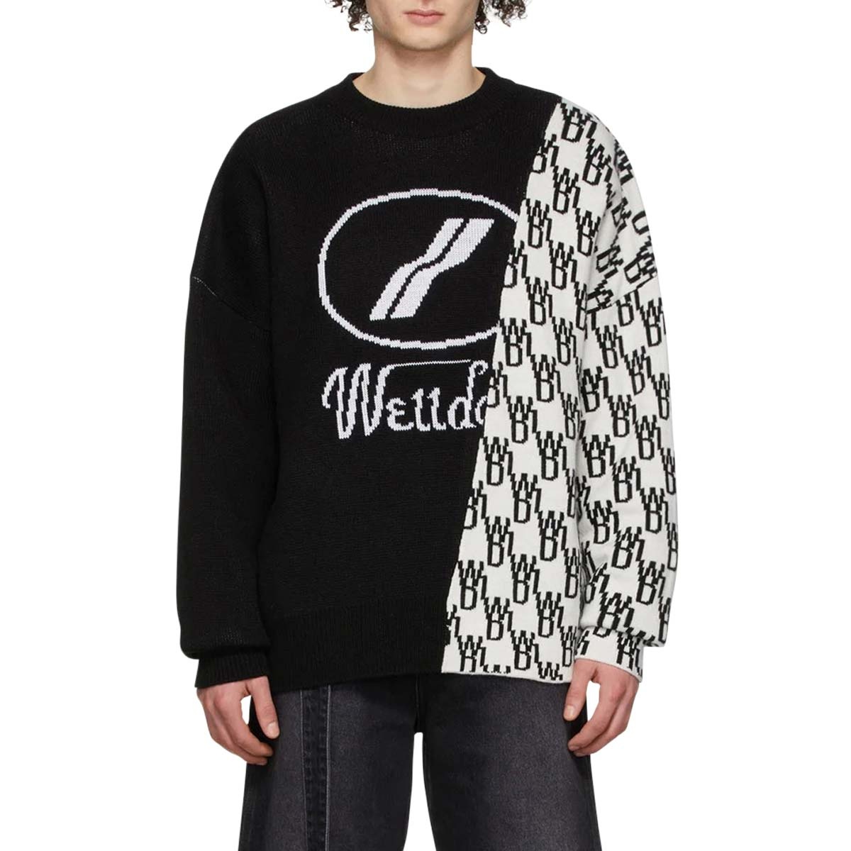 We11 Done Logo Spliced Sweater In Black