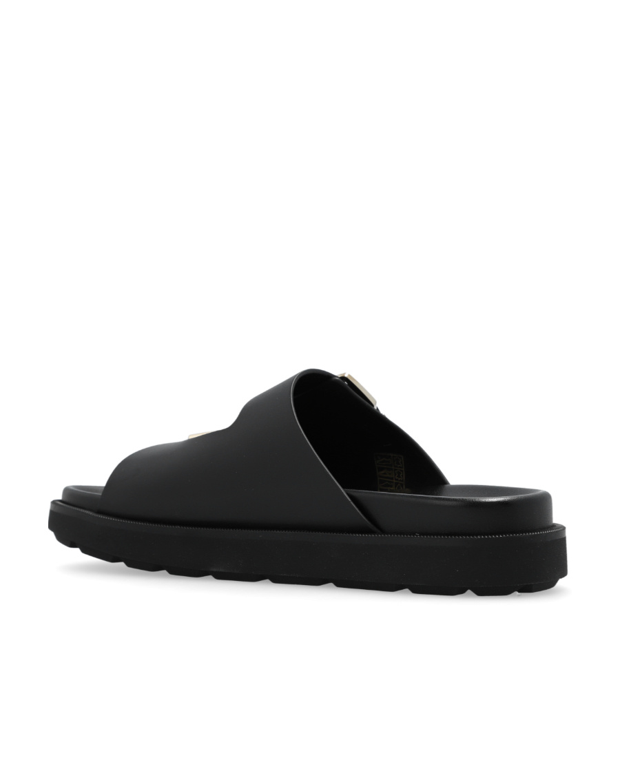 Ferragamo Logo Slippers In Black