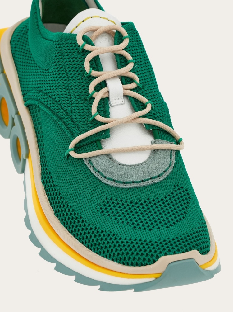 Ferragamo Colour-block Chunky Sneakers In Green