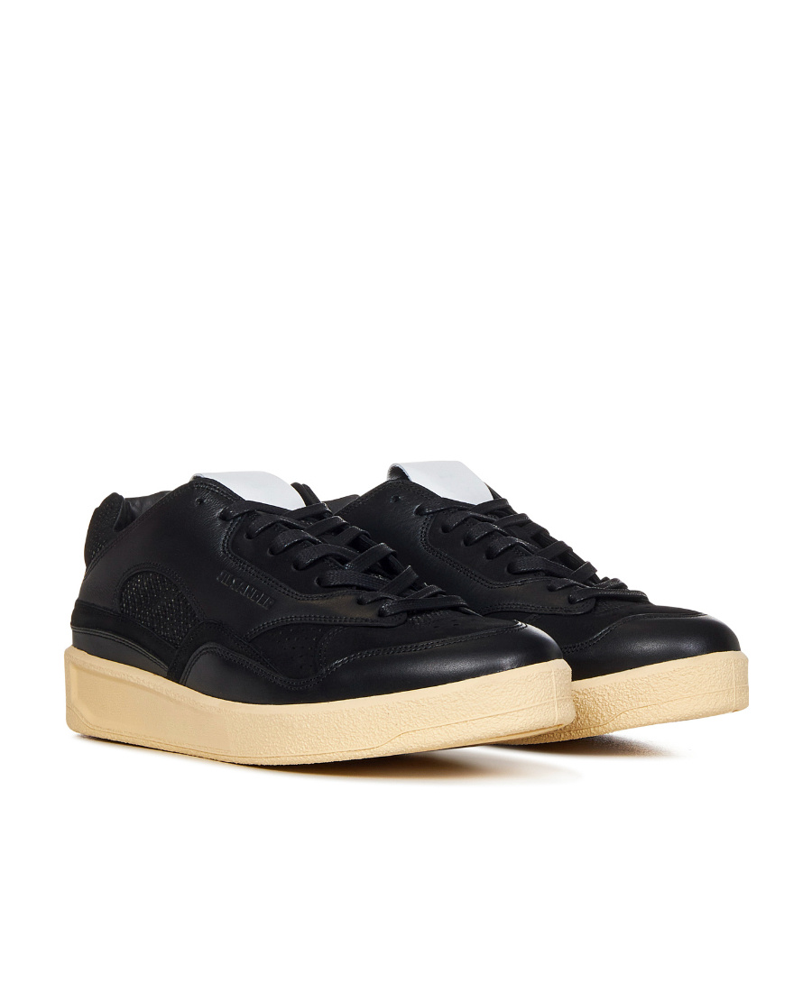 Jil Sander Panelled Low-top Leather Sneakers In Black