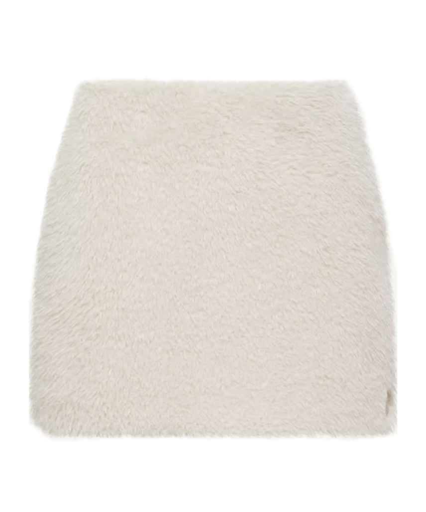 Moncler Logo Faux Fur Miniskirt In White