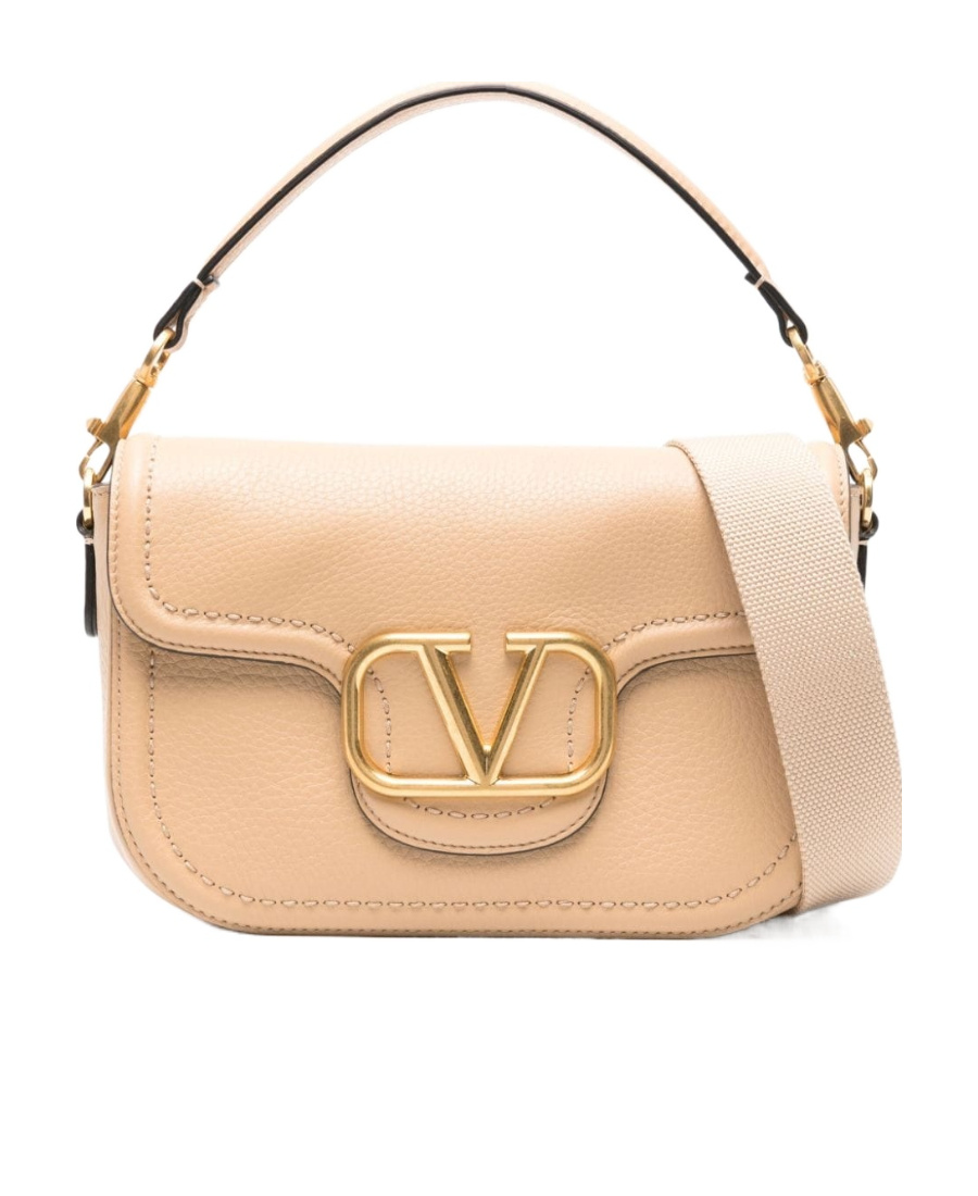 Valentino Maxi-vlogo Leather Bag In Nude