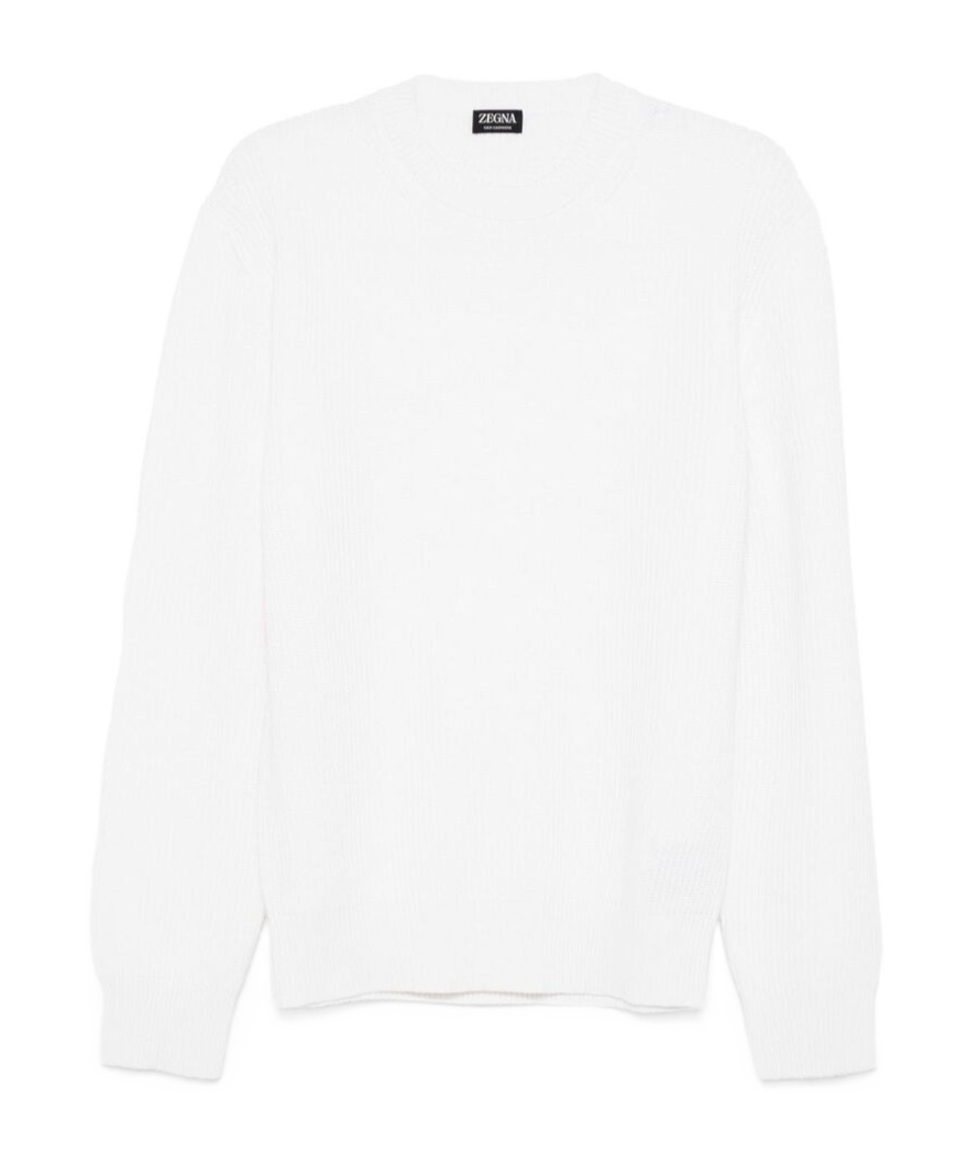 Zegna Oasi Ribbed Cashmere Sweater In White