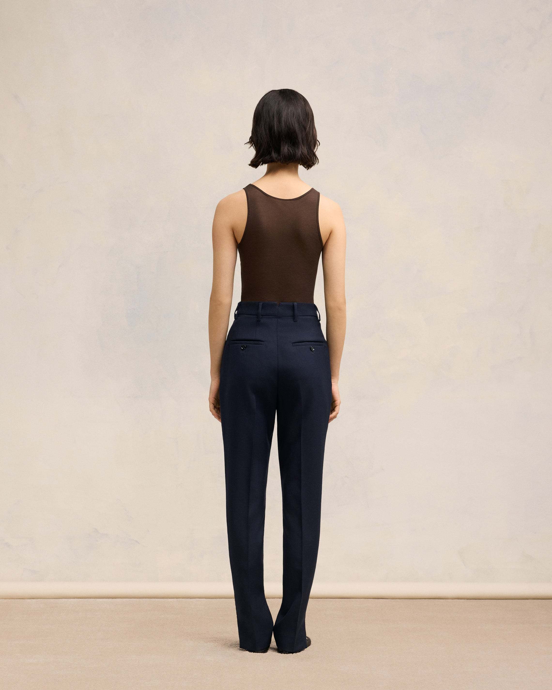 Ami Alexandre Mattiussi High-waisted Wool Cigarette Tube Pants In Black