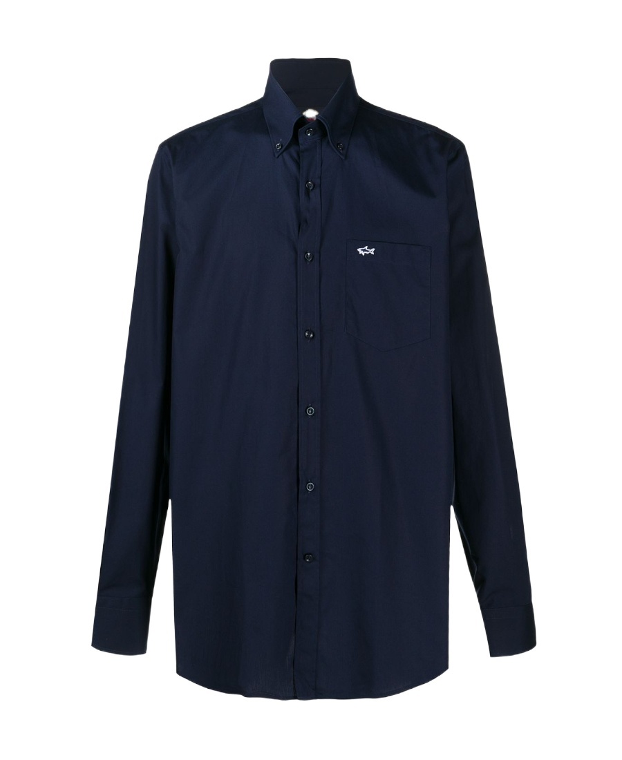 Paul & Shark Logo Embroidered Button-down Shirt In Black