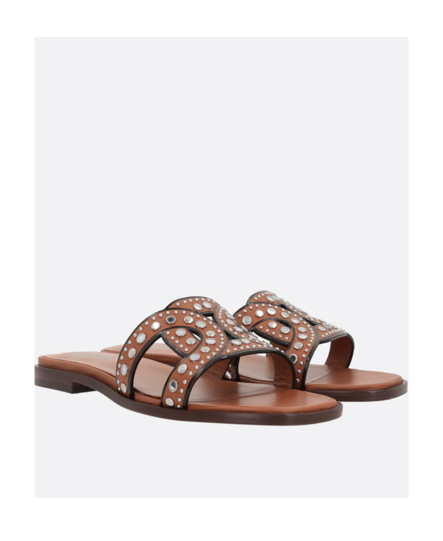 Tod's Women's Maxi Catena Stud Embellished Sandals In Brown