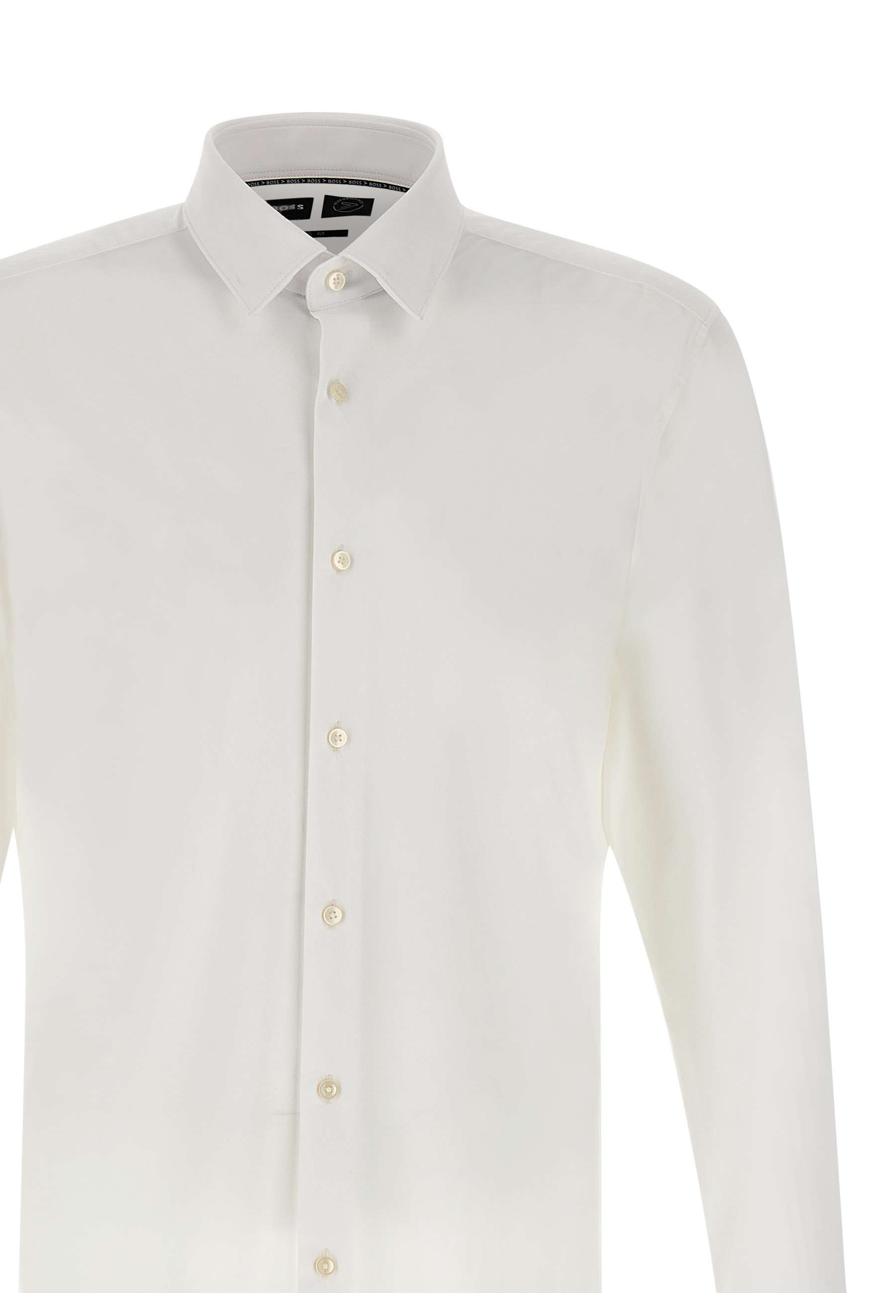 Hugo Boss Slim Fit Men's Viscose Shirt With Three-button Cuffs In White