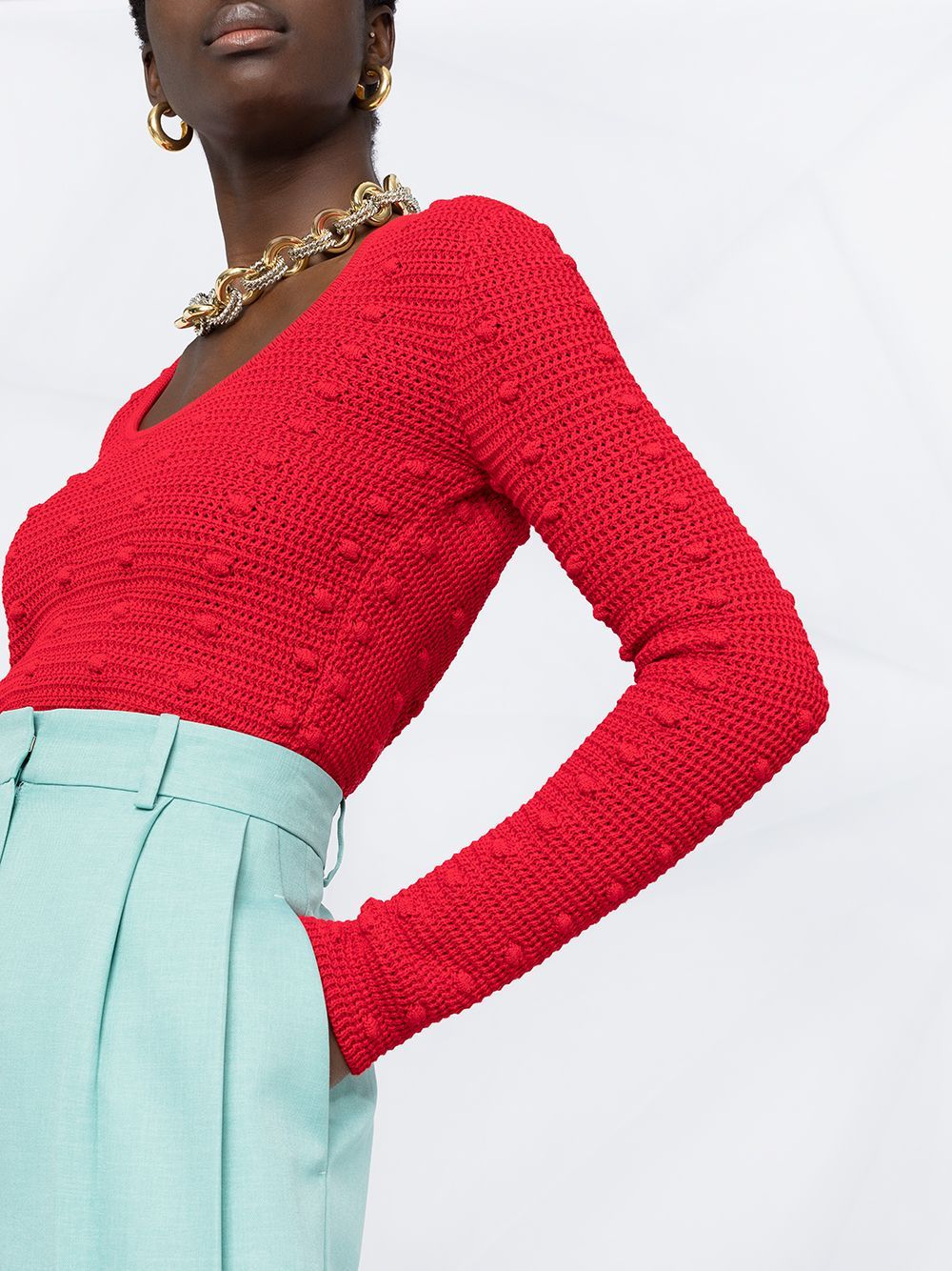 Bottega Veneta Women Red Cotton Sweater