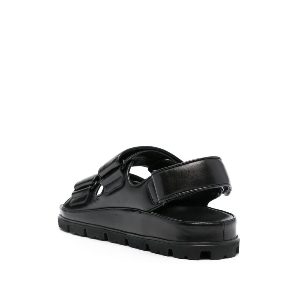 Prada Touch-strap Leather Sandals In Black