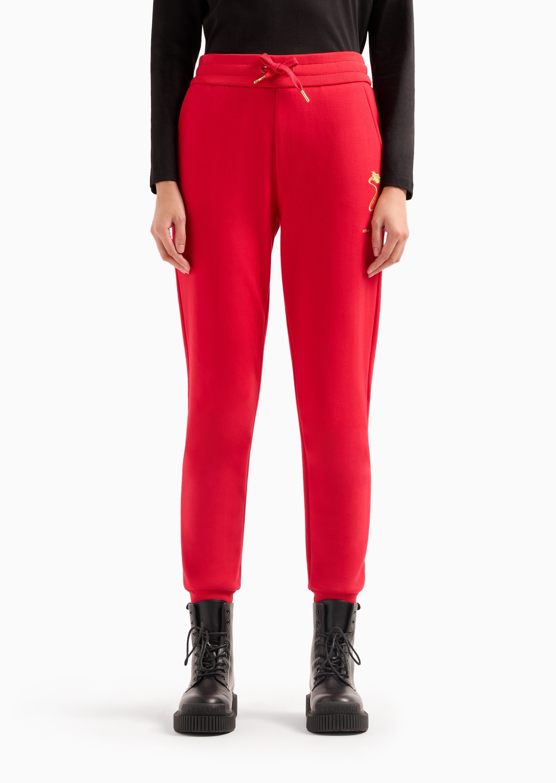 Shop Armani Exchange Pull Rope And Stretch Waist Sweatpants In Red