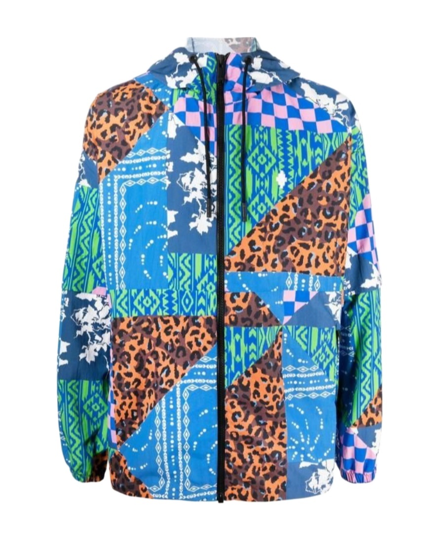 Marcelo Burlon County Of Milan Patchwork-print Windbreaker Jacket In Blue