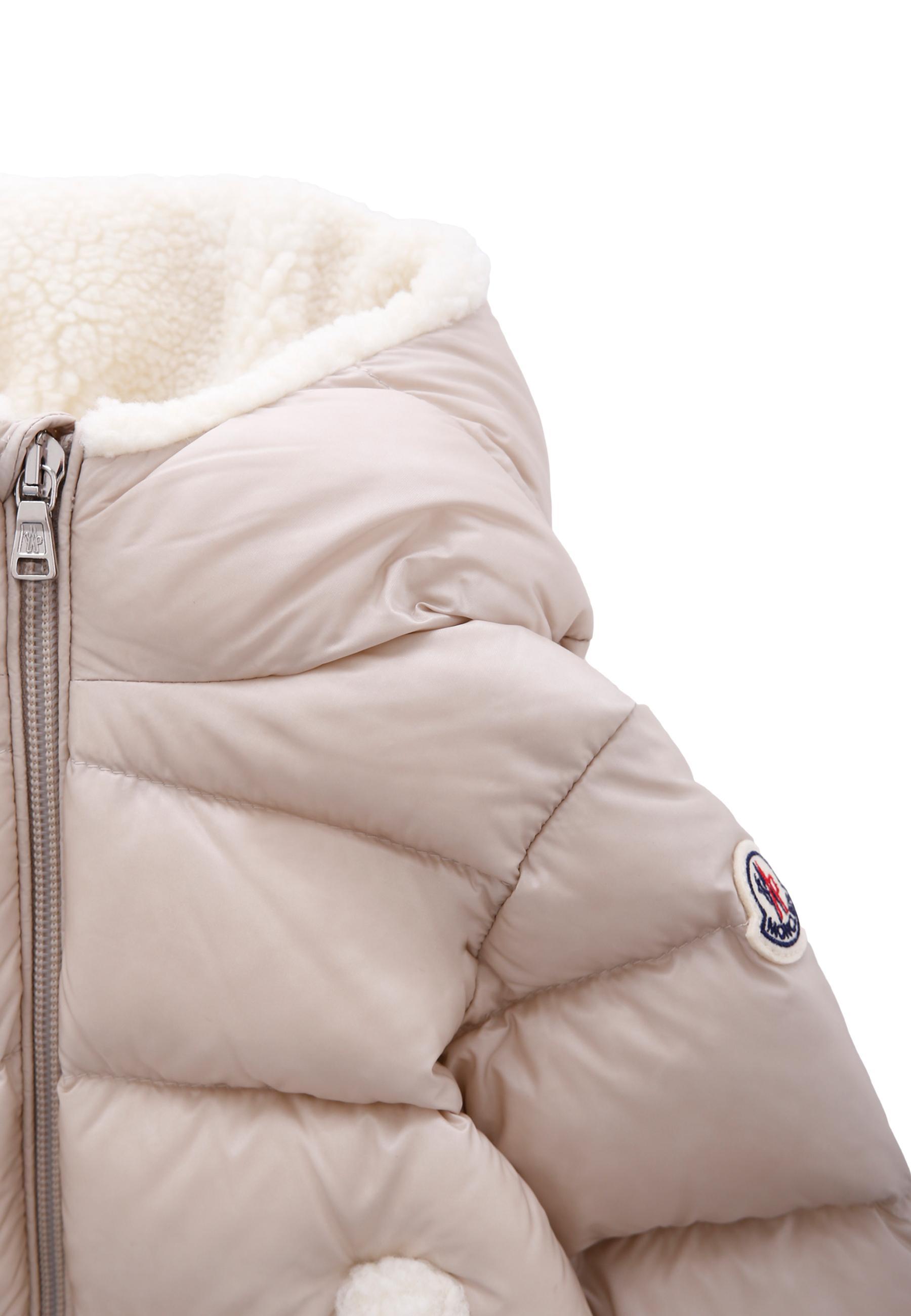 Moncler Long-sleeved Hooded Cotton Coat In Pink