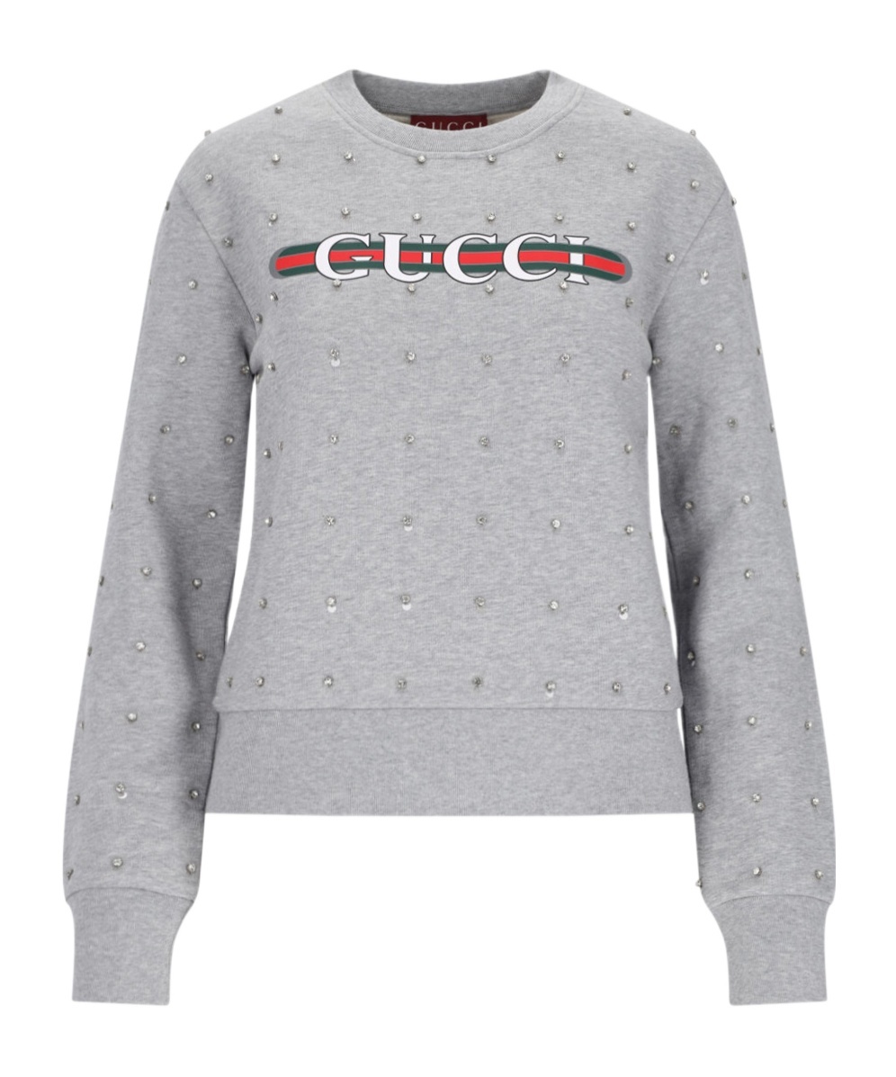Shop Gucci Logo Sweatshirt In Gray