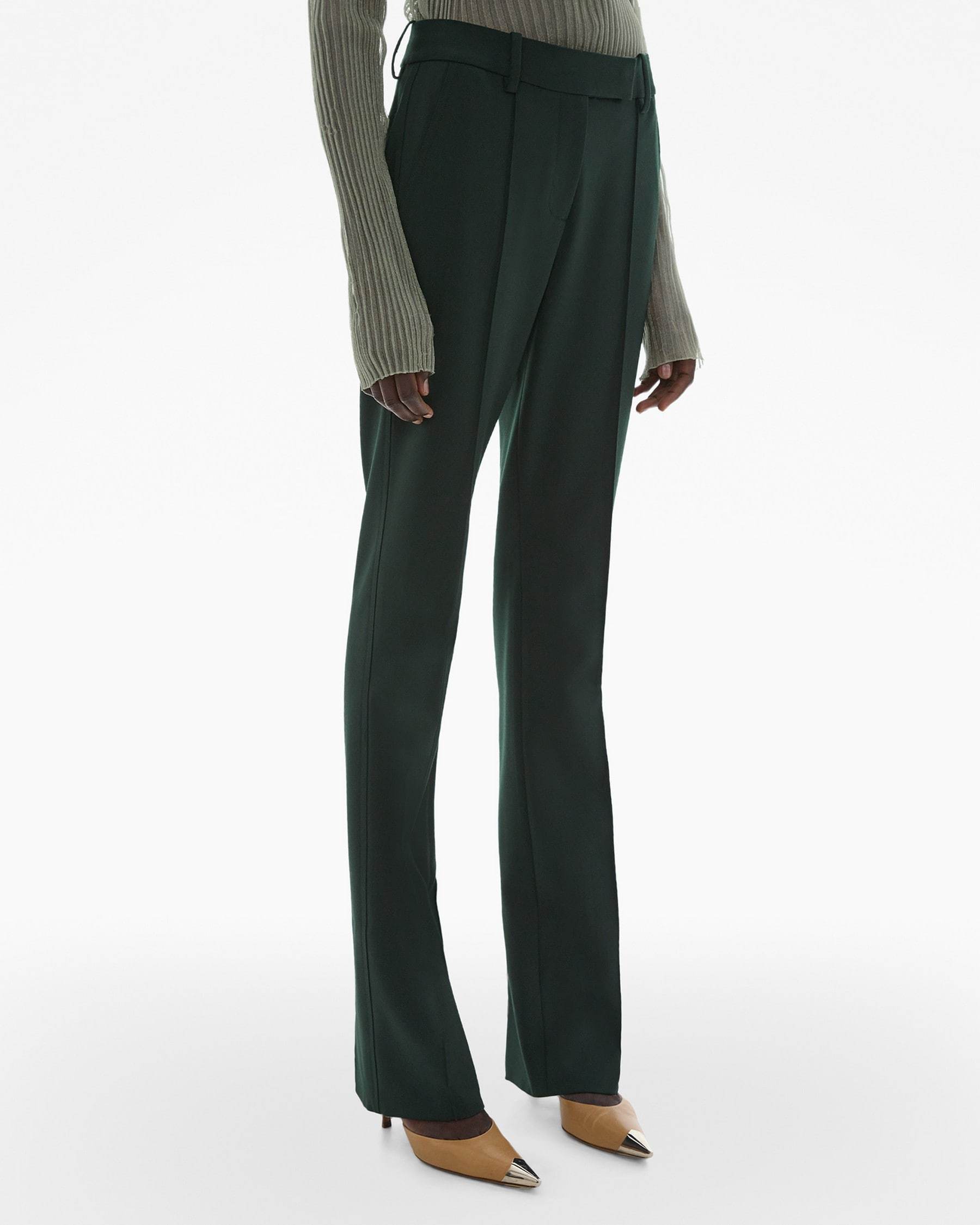 Shop Helmut Lang Mid-rise Straight-leg Trousers In Green