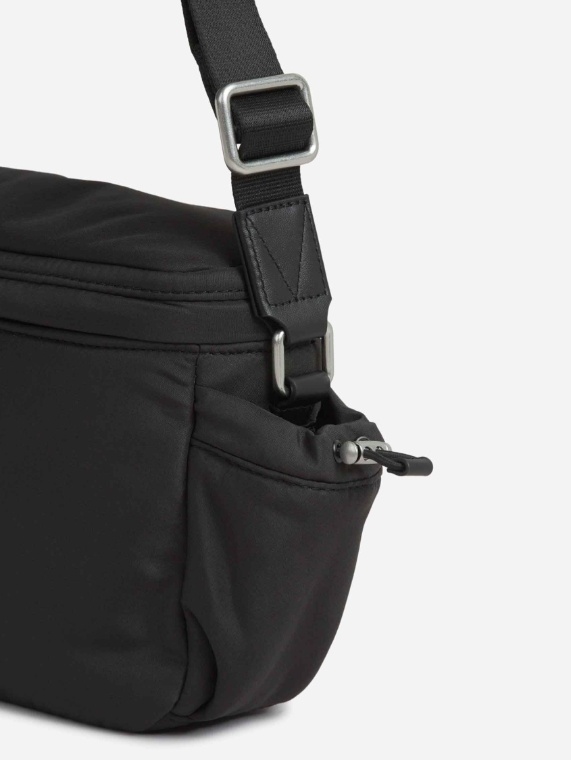 Ami Alexandre Mattiussi Messenger Bag In Padded Nylon Canvas Crossbody Bags Black In Black