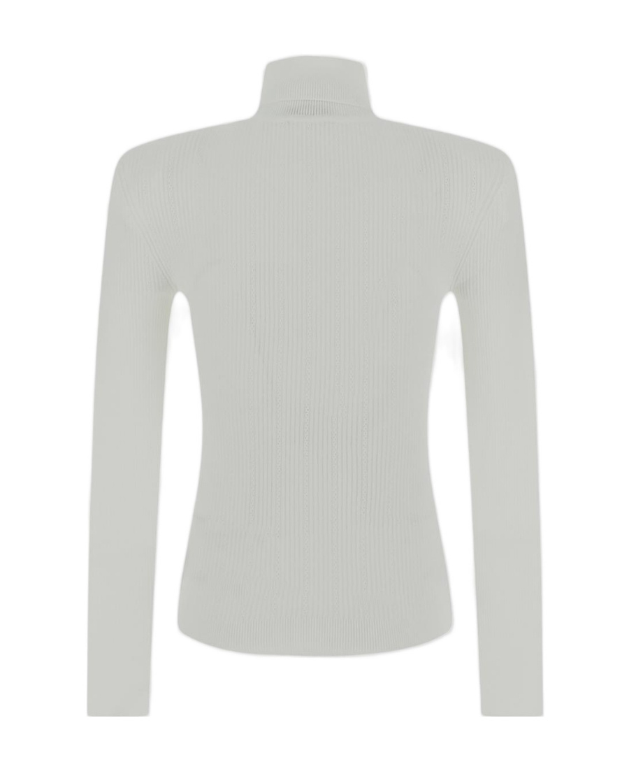 Balmain Button Embellished Turtleneck Jumper In Gray