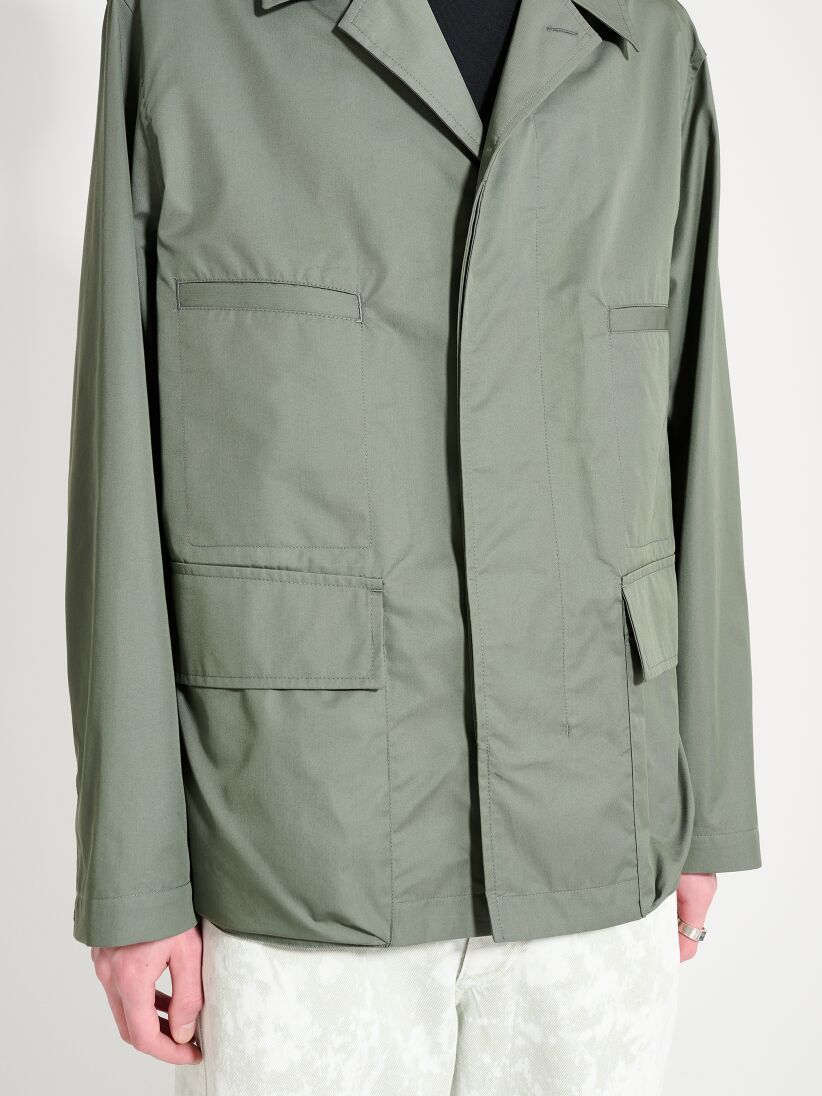 Lemaire Cotton Blend Multipocket Overshirt In Gray