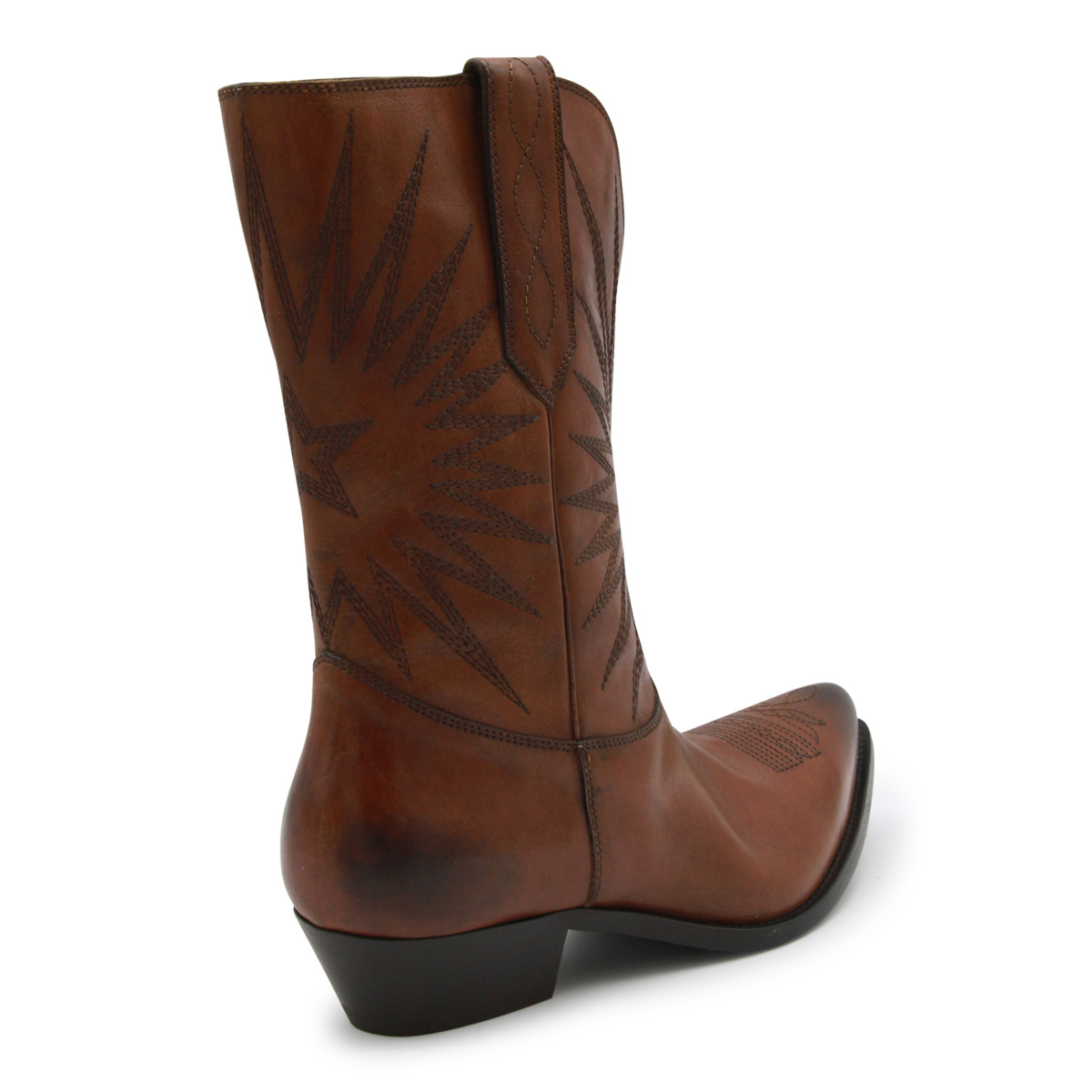 Golden Goose Pointed Toe Stacked Heel Ankle Boots In Brown