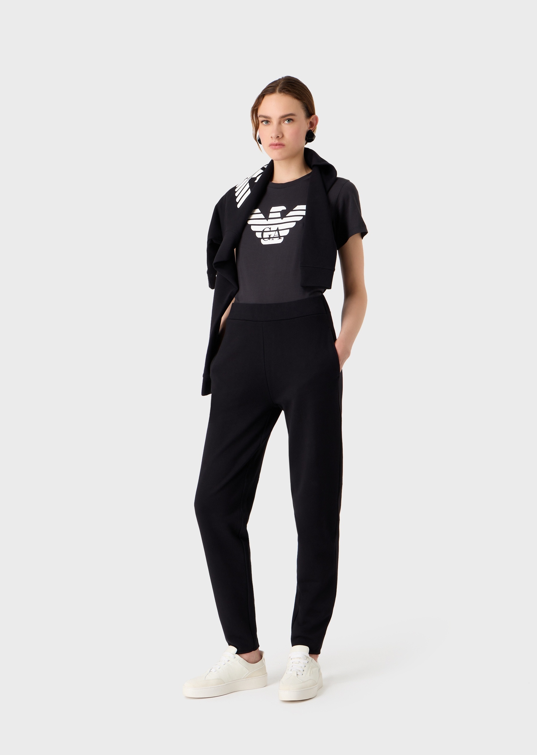 Shop Emporio Armani Logo-print Cotton T-shirt In Black